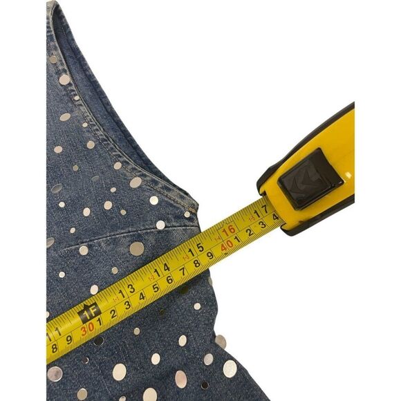 Zara Womens Mini Jean Dress mirror beaded S Small Light Blue Denim 6688/280 NWT - Picture 10 of 12